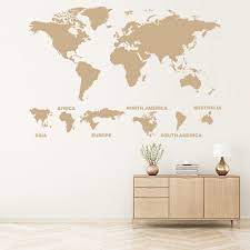 World Map Continents Wall Decal Sticker