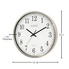 La Crosse Technology Wt 3126b Int 12 Inch Atomic Og Metal Wall Clock Silver