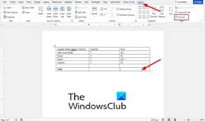 A Column Or Row Of Numbers In A Word Table