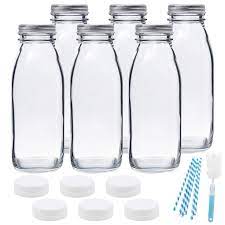 Zebeiyu 16oz Glass Milk Bottles With