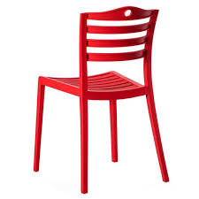 Fabulaxe Modern Plastic Outdoor Dining Chair With Open Curved Back Red