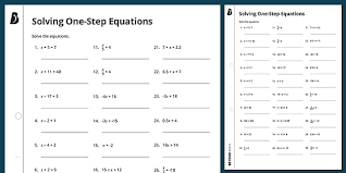 One Step Algebra Equations Worksheet