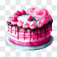 Pink Cake With Beautiful Decoration Png