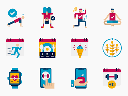 80 Fitness At Home Icon Set Flat Icons