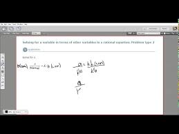 Other Variables In A Rational Equation