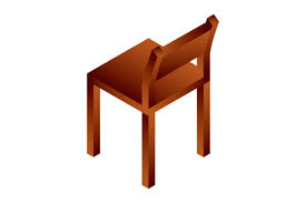 Wood Chair Icon Isometric Style