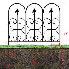32 In H X 24 In Black Steel Garden Fence Panel Rustproof Decorative Garden Fence 10 Pack