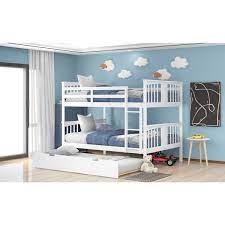 Wood Bunk Bed Frame With Twin Trundle