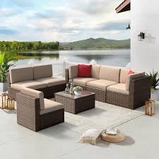 Sizzim 7 Piece Brown Wicker Outdoor