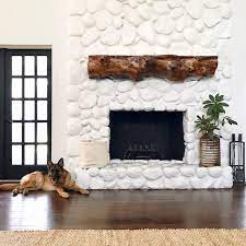Diy River Rock Fireplace Painted White
