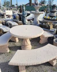 Concrete Table With 3 Benches Outdoor