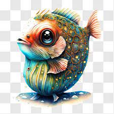 Colorful Fish Floating In Water Png