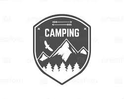 Camping Label Vintage Mountain Winter