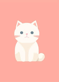 Cute Simplisitc Minimalist White Cat