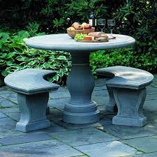 Cast Stone Pedestal Table Grey Stone
