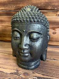 Stone Garden Bronzed Buddha Head Statue