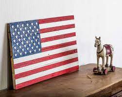 Wall Art Usa Flag Wooden Carved