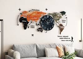 Design Large World Map Clock Clock