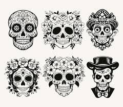 Vector Set Of Cute Mexican Sugar Skulls