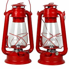 Red Metal Hurricane Oil Lantern
