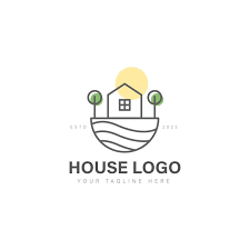 House Tree Line Logo Design Icon