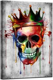 Sechars Cool Skull With Crown Wall Art