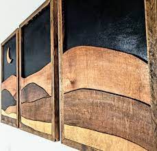3 Panel Mountain Wood Wall Art 3 Set