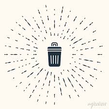 Grey Trash Can Icon Isolated On Beige