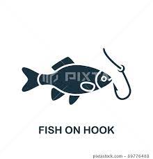 Hook Icon Monochrome Simple Fishing