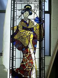 Geisha Stained Glass Door Stained