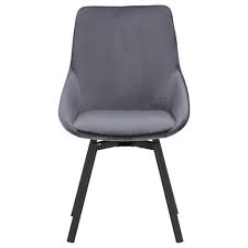 Beckton Grey Velvet Swivel Dining Chair