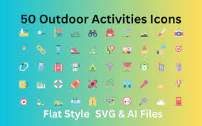 Outdoor Activities Icon Set 50 Flat