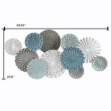 Luxenhome Multi Color Metal Fl Layered Plates Wall Art