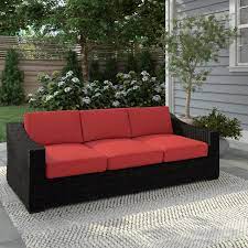 Portland Patio Pe Rattan Sofa With Red