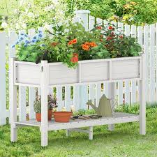 Lue Bona 48in X18in X30in Raised Planter Boxes Elevated Plastic Garden Bed Stand For Backyard Patio Balcony White Dpthd230022 6