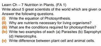 Learn Ch 7 Nutrition In Plants Fa 1