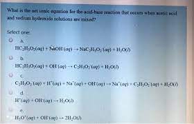 Net Ionic Equation For The Acid Base