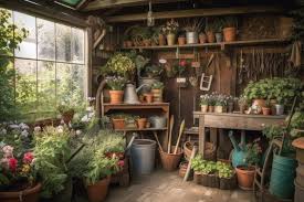 Garden Shed Filled With Potted Plants