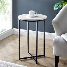 Round Side End Table With Metal Legs