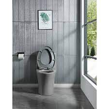 Angeles Home 15 1 8 Inch One Piece 1 1 1 6 Gpf Dual Flush Elongated Toilet In Light Grey Soft Close Seat