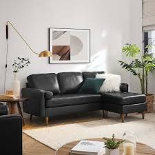 Modway Valour 78 Leather Apartment Sectional Sofa Black