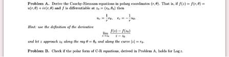Derive The Cauchy Riemann Equations In