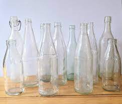 7 Large Vintage Glass Bottles Old Glass