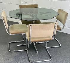 Vintage Chrome Glass Dining Table 4