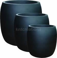 Black Cylindrical Frp Planters For