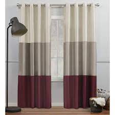 Exclusive Home Cau Striped Faux Silk Grommet Top Curtain Panel Pair 54 X108 Burgundy Taupe
