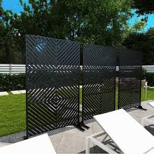 76 In Galvanized Steel Garden Fence Outdoor Privacy Screen Garden Screen Panels In Black