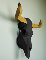 Cow Scull Wall Decoration Low Poly