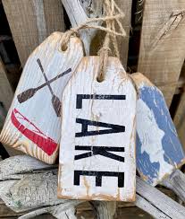 Rustic Lake Wood Sign Distressed Cabin