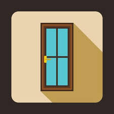 Glass Door Icon In Flat Style 14598332
